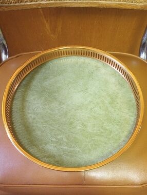 Coppercraft Guild Classic Traditional Round Vintage Serving Tray w/ Formica Base